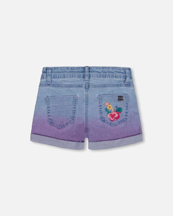 Deux par Deux Short en denim avec revers bleu denim fleuri - Image 2