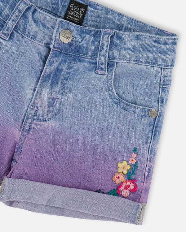 Deux par Deux Short en denim avec revers bleu denim fleuri - Image 3