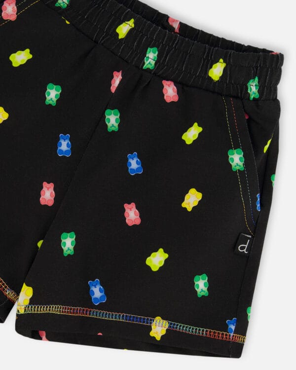 Deux par Deux Short imprimé noir avec bonbons multicolores PRÉVENTE - Image 3