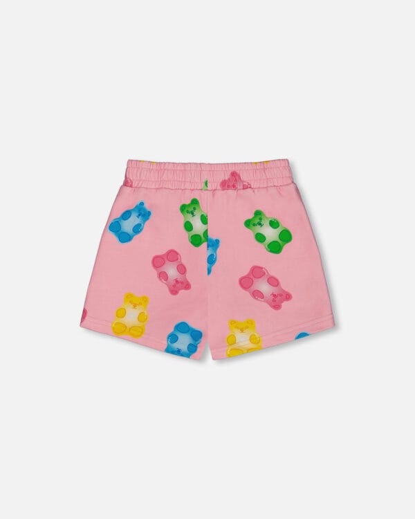 Deux par Deux Short en molleton imprimé rose avec jujubes multicolores PRÉVENTE - Image 2