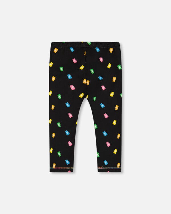 Deux par Deux Legging capri imprimé noir et jujubes multicolores PRÉVENTE - Image 2