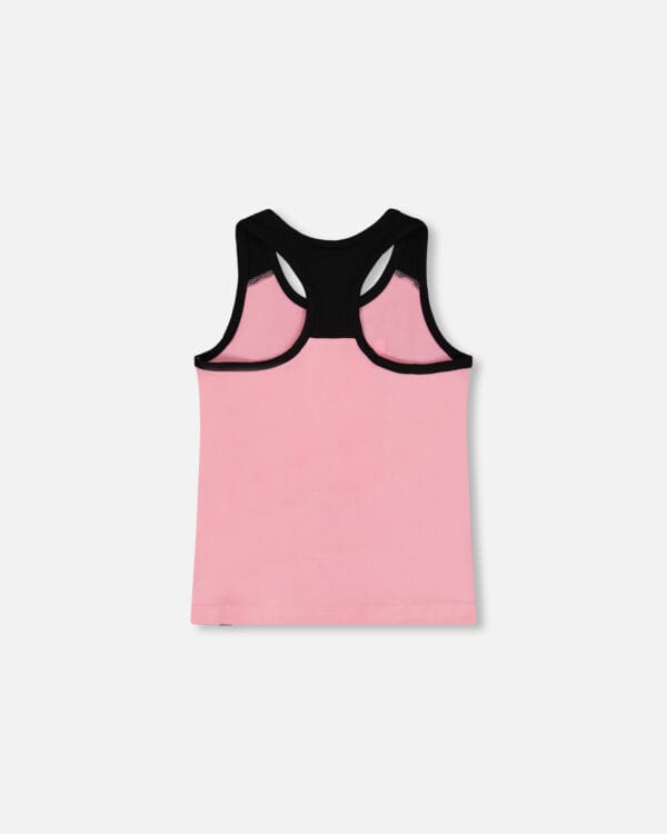 Deux par Deux Camisole dos nageur rose bonbon et noire en coton biologique  PRÉVENTE - Image 2