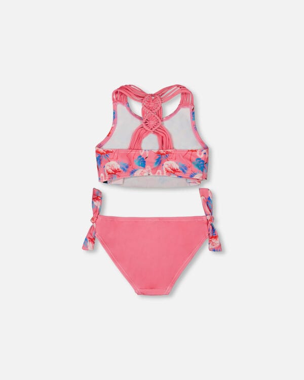 Deux par Deux Maillot de bain deux-pièces imprimé rose bonbon avec flamants roses PRÉVENTE - Image 4