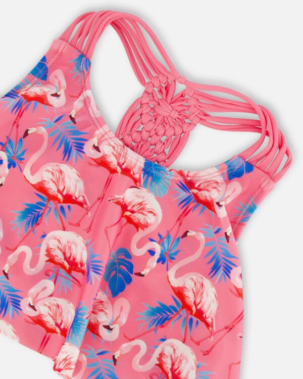 Deux par Deux Maillot de bain deux-pièces imprimé rose bonbon avec flamants roses PRÉVENTE - Image 5