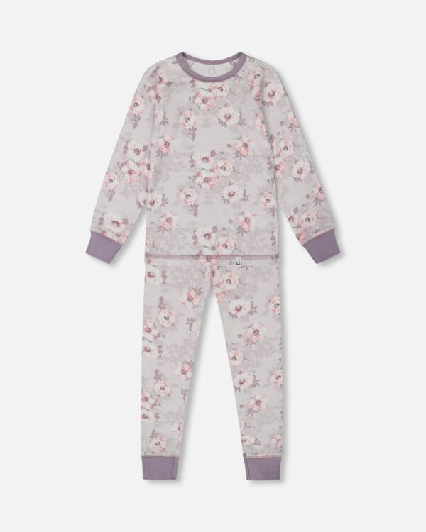 Deux par Deux Pyjama imprimés à fleurs en coton biologique PRÉVENTE - Image 2