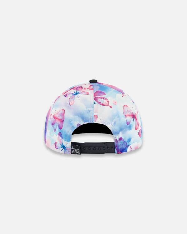 Deux par Deux Casquette imprimée avec papillons sur fond noir et multicolore - Image 3