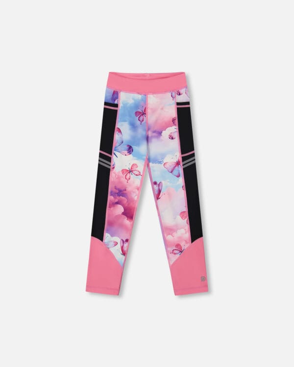 Deux par Deux Legging athlétique imprimé rose, bleu et papillons PRÉVENTE