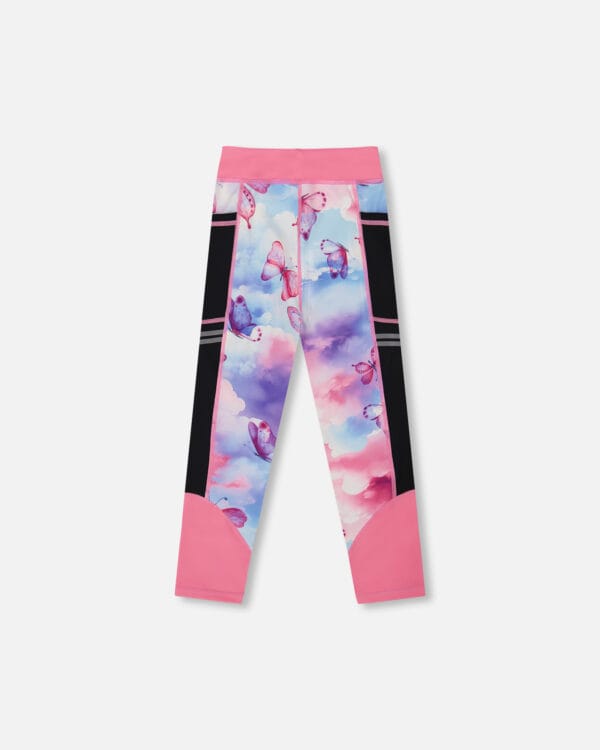 Deux par Deux Legging athlétique imprimé rose, bleu et papillons PRÉVENTE - Image 2